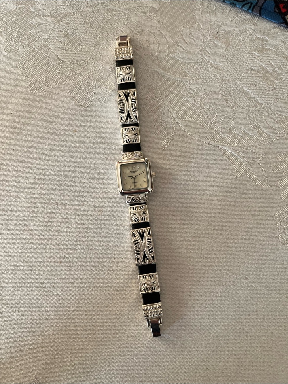Women's Silver-Tone Watch with Black Accents